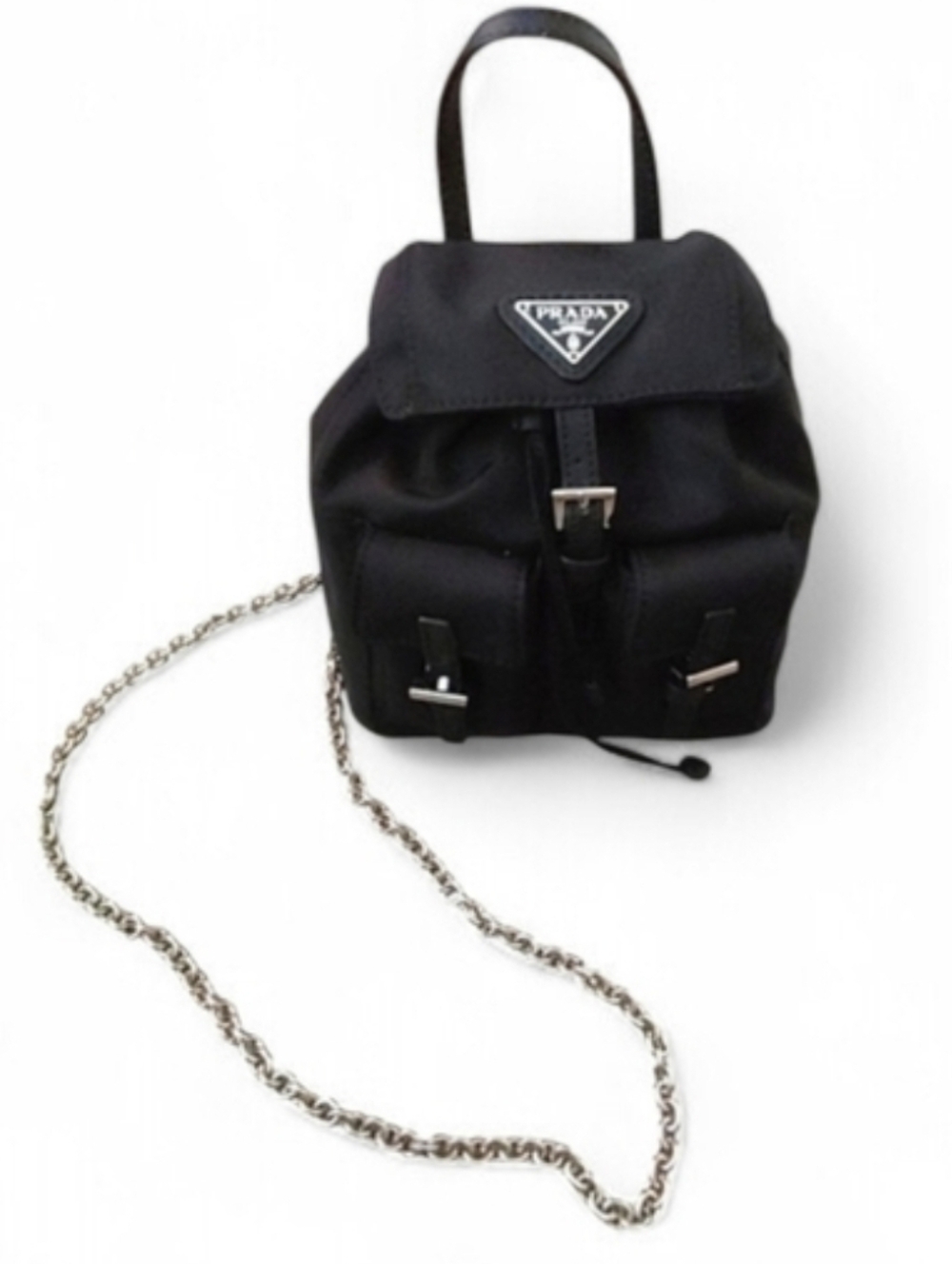 PRADA Mini Black Nylon & Leather Backpack Crossbody Bag